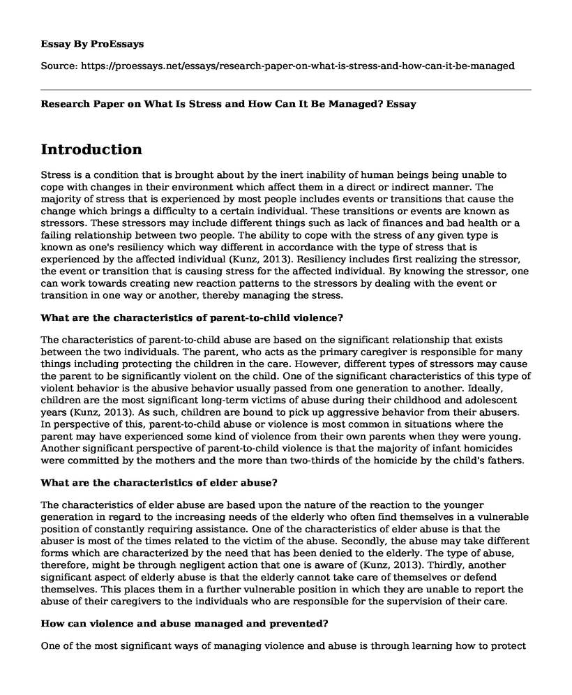 Research Paper on What Is Stress and How Can It Be Managed?