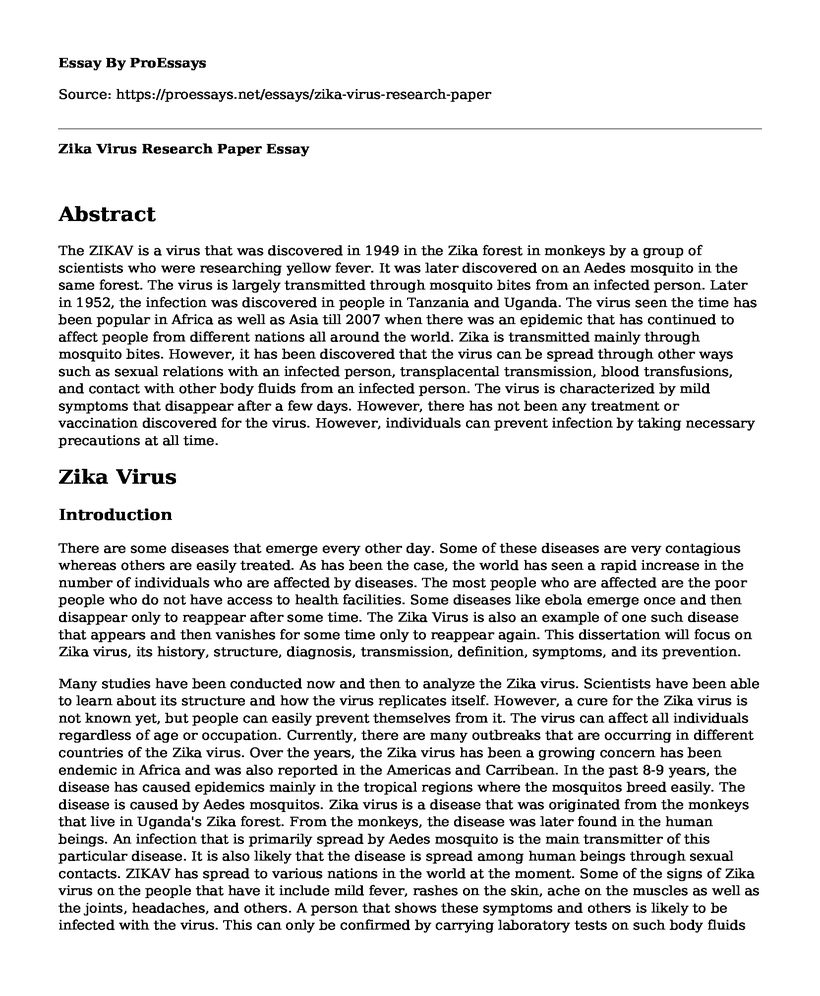 Zika Virus Research Paper