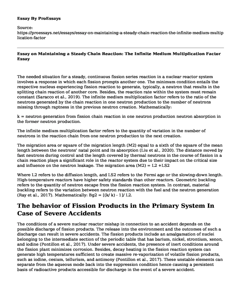 Essay on Maintaining a Steady Chain Reaction: The Infinite Medium Multiplication Factor