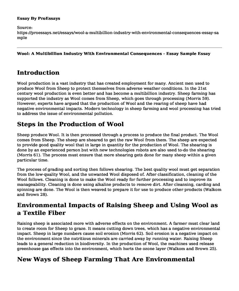 Wool: A Multibillion Industry With Environmental Consequences - Essay Sample