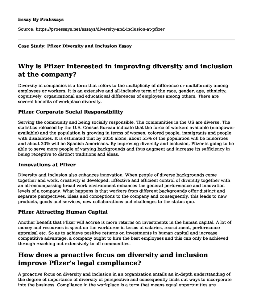 Case Study: Pfizer Diversity and Inclusion
