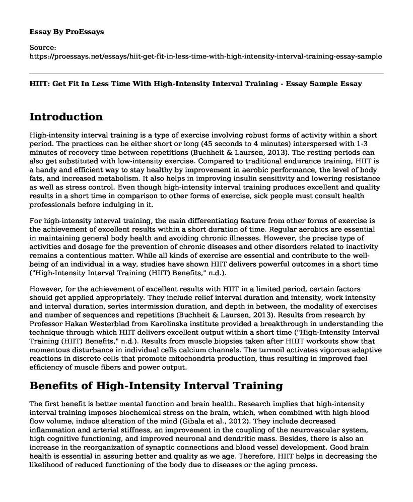 HIIT: Get Fit In Less Time With High-Intensity Interval Training - Essay Sample