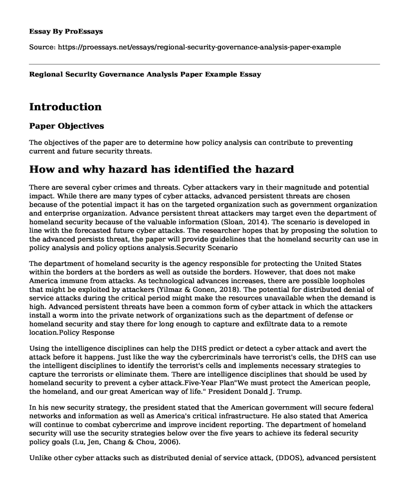 Regional Security Governance Analysis Paper Example