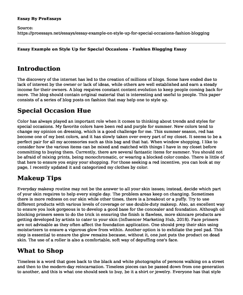 Essay Example on Style Up for Special Occasions - Fashion Blogging 