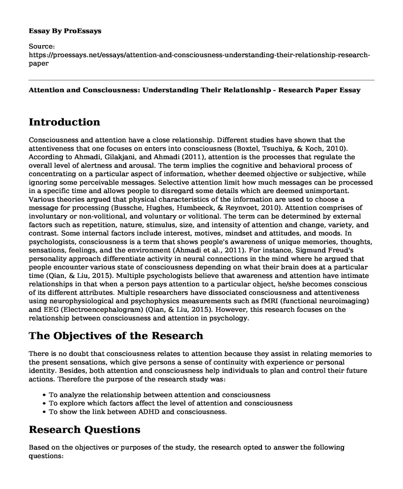 Attention and Consciousness: Understanding Their Relationship - Research Paper