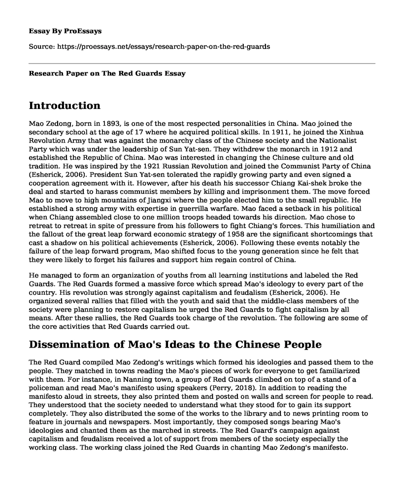 Research Paper on The Red Guards