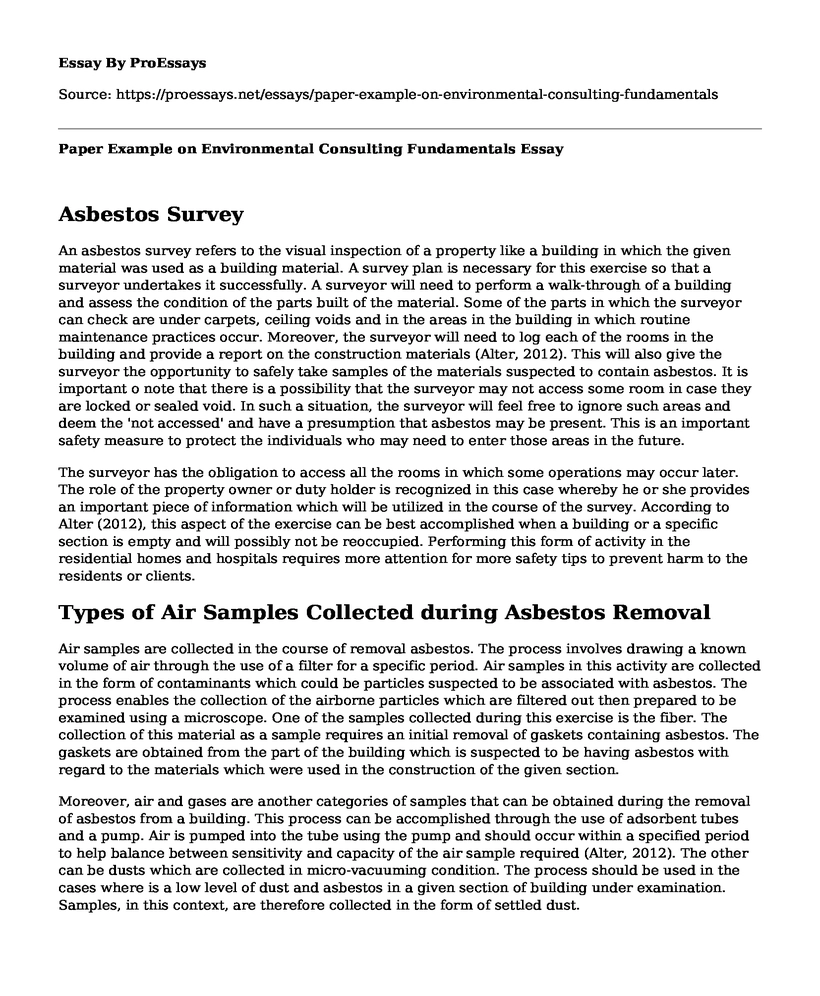 Paper Example on Environmental Consulting Fundamentals