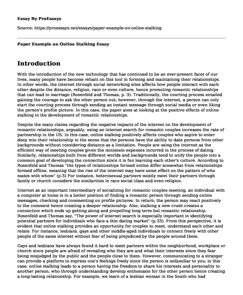 Paper Example on Online Stalking