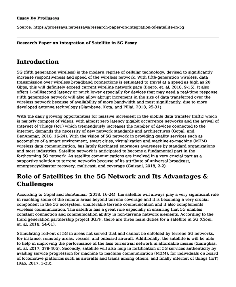 Research Paper on Integration of Satellite in 5G