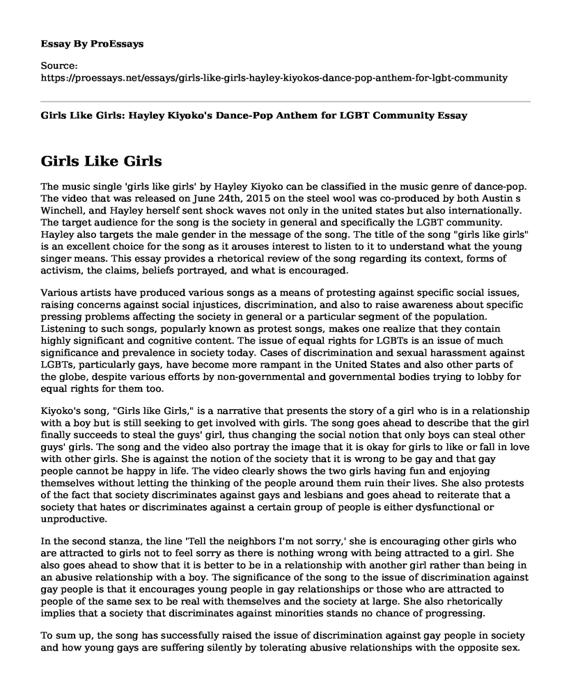 Girls Like Girls: Hayley Kiyoko's Dance-Pop Anthem for LGBT Community
