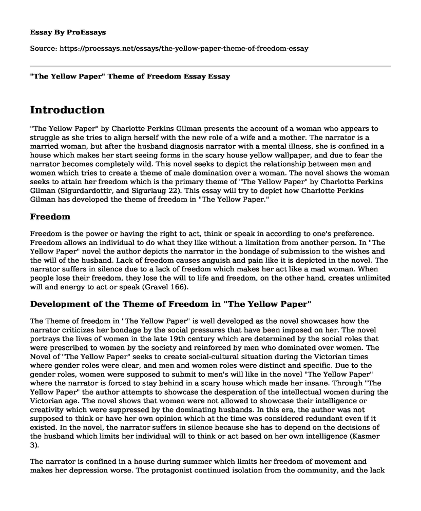 "The Yellow Paper" Theme of Freedom Essay