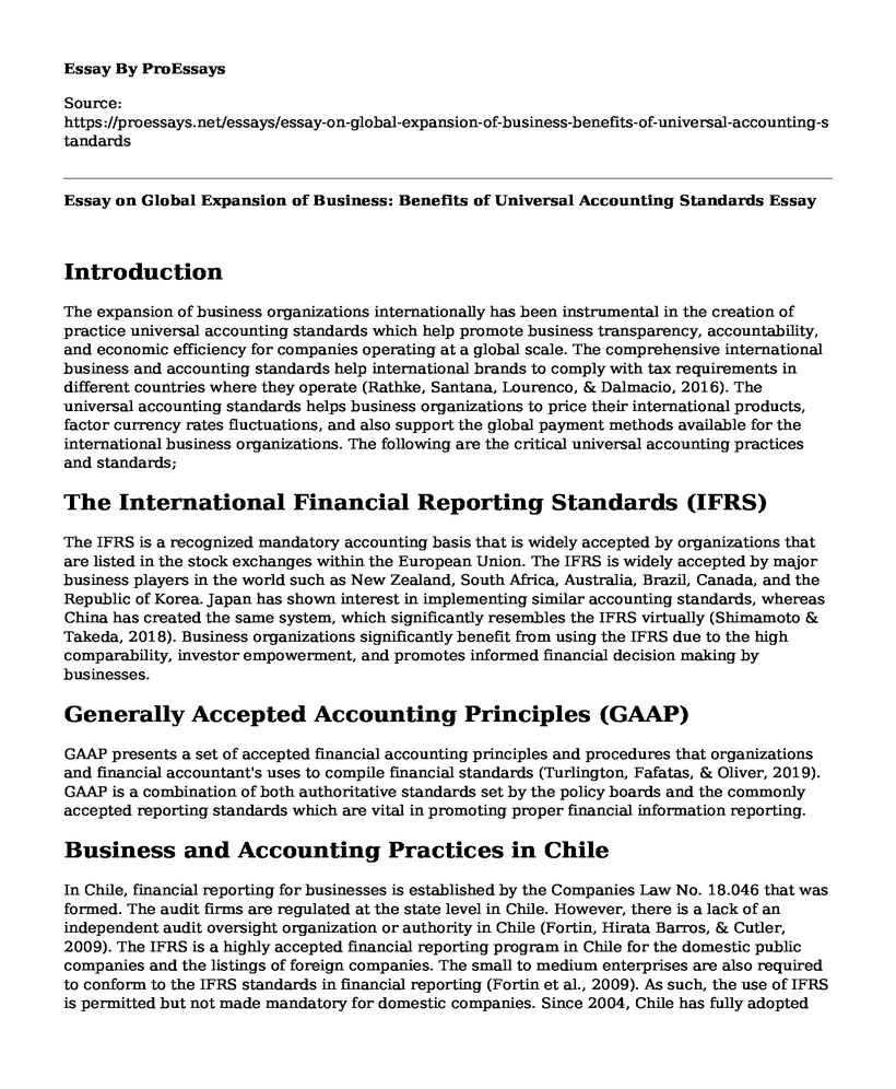 Essay on Global Expansion of Business: Benefits of Universal Accounting Standards