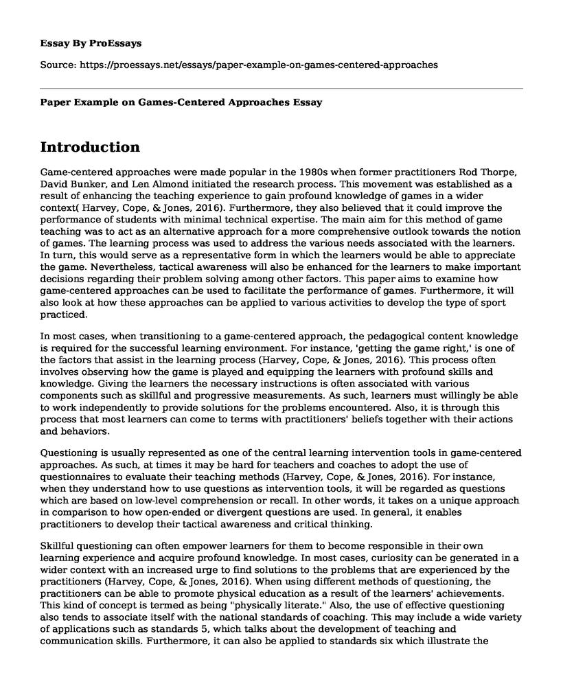 Paper Example on Games-Centered Approaches