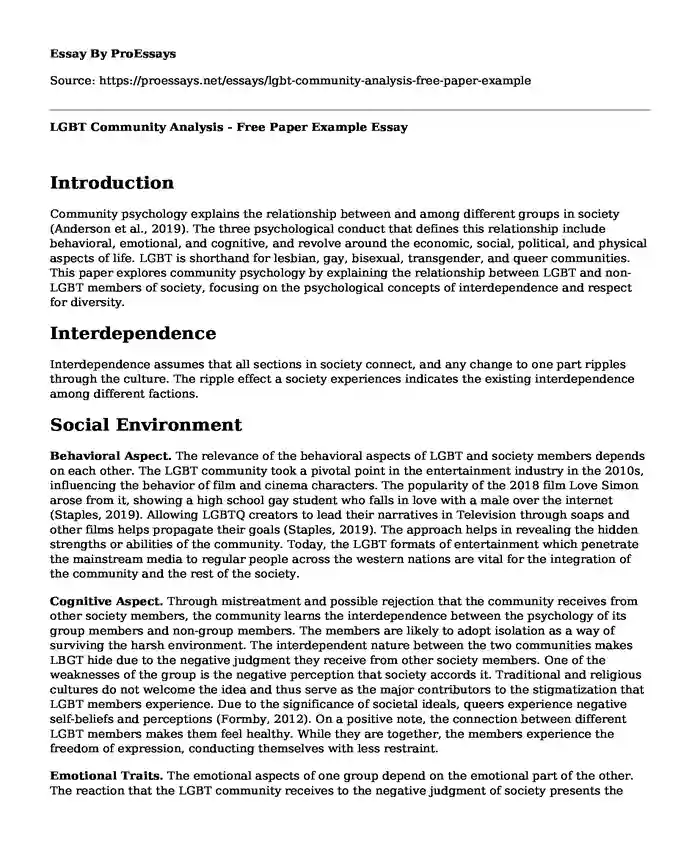 LGBT Community Analysis - Free Paper Example