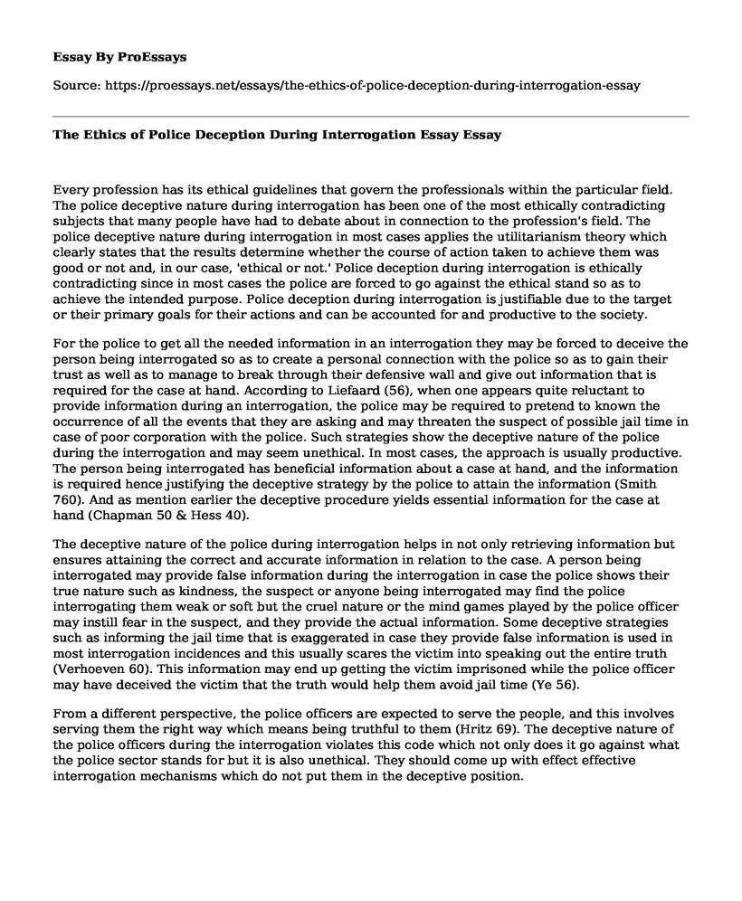 The Ethics of Police Deception During Interrogation Essay