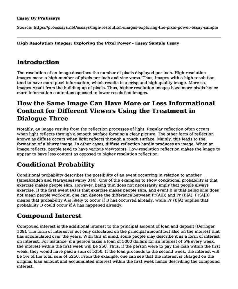 High Resolution Images: Exploring the Pixel Power - Essay Sample