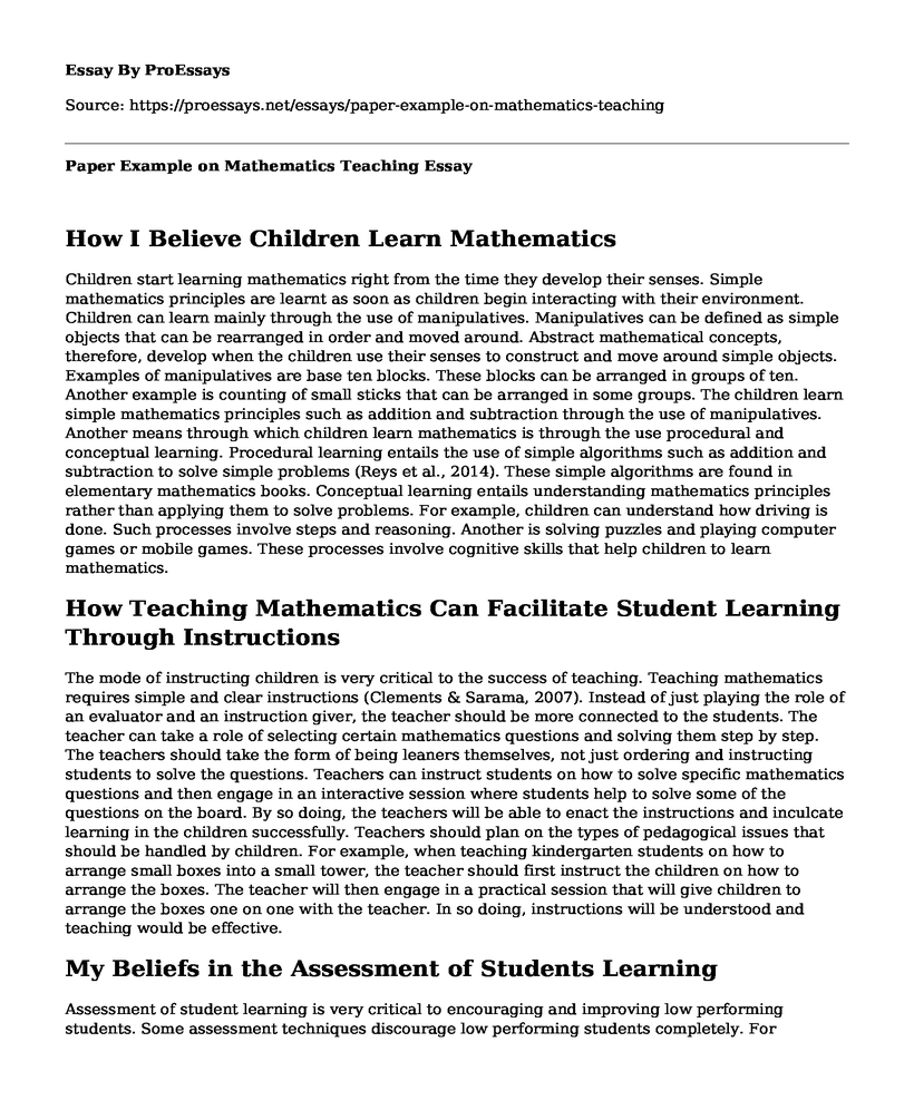 Paper Example on Mathematics Teaching