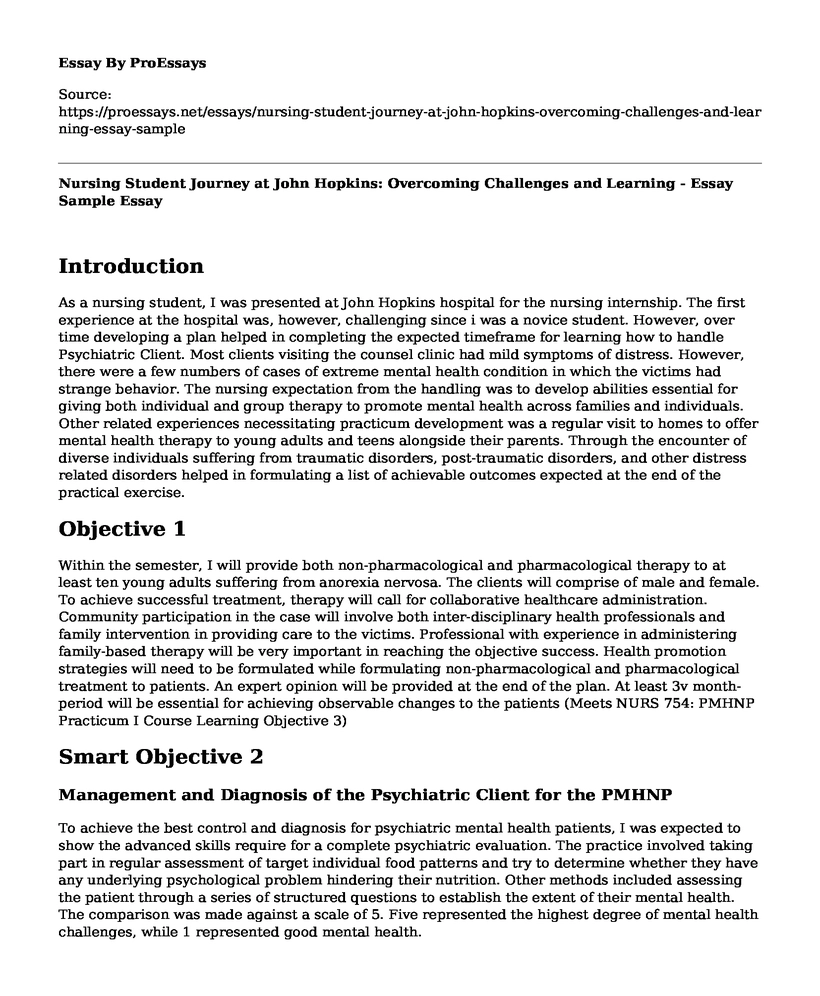 Nursing Student Journey at John Hopkins: Overcoming Challenges and Learning - Essay Sample
