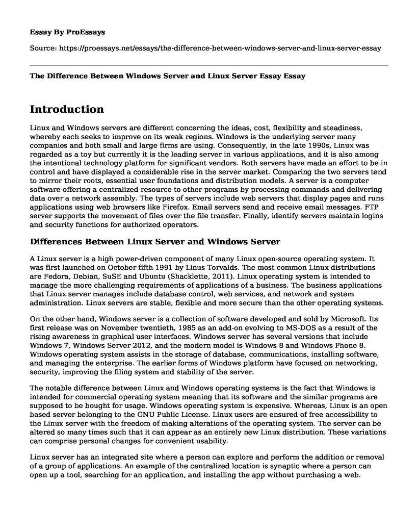 The Difference Between Windows Server and Linux Server Essay