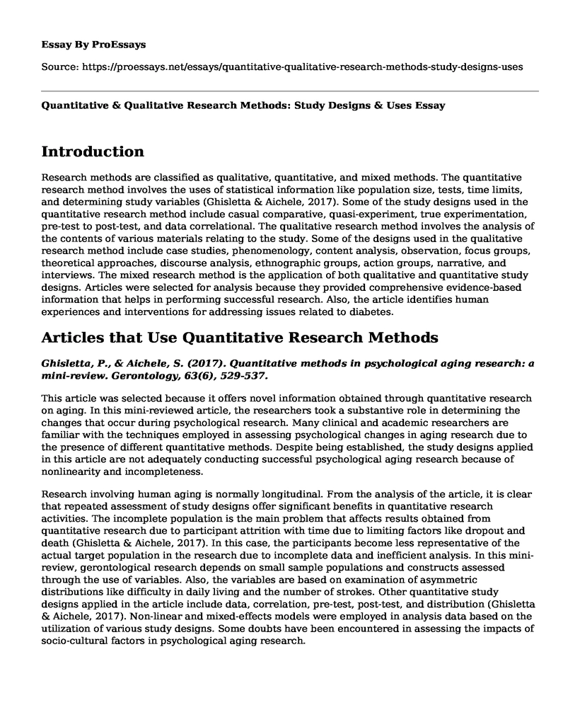 Quantitative & Qualitative Research Methods: Study Designs & Uses