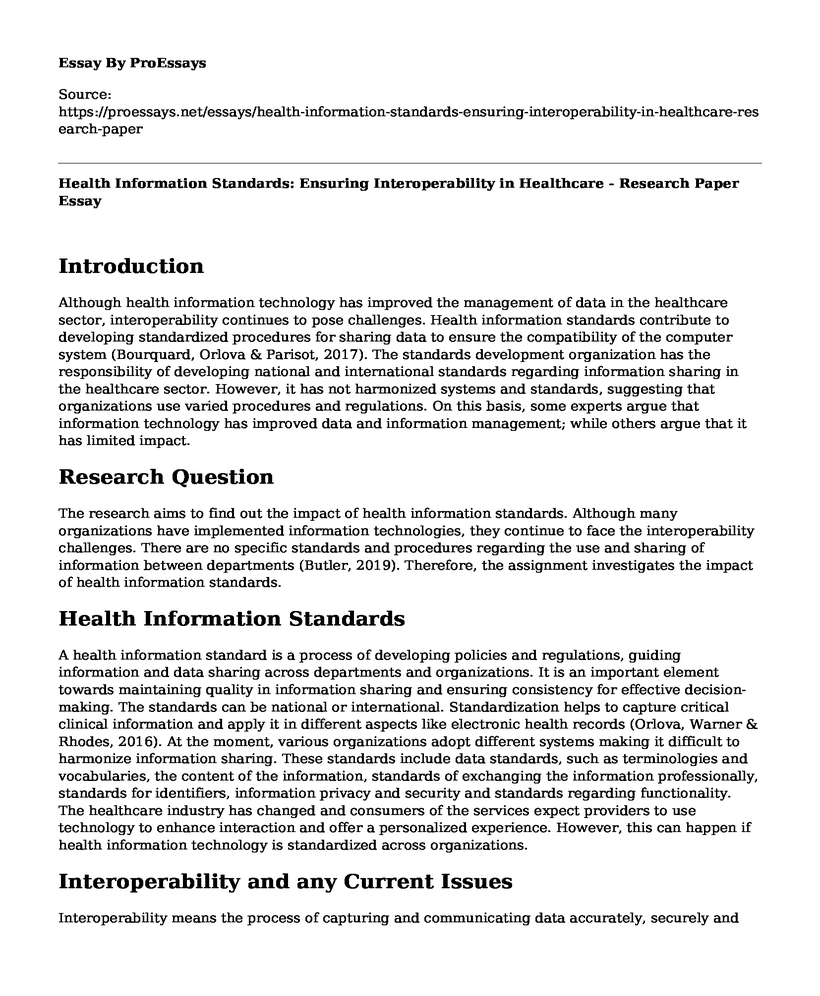 Health Information Standards: Ensuring Interoperability in Healthcare - Research Paper