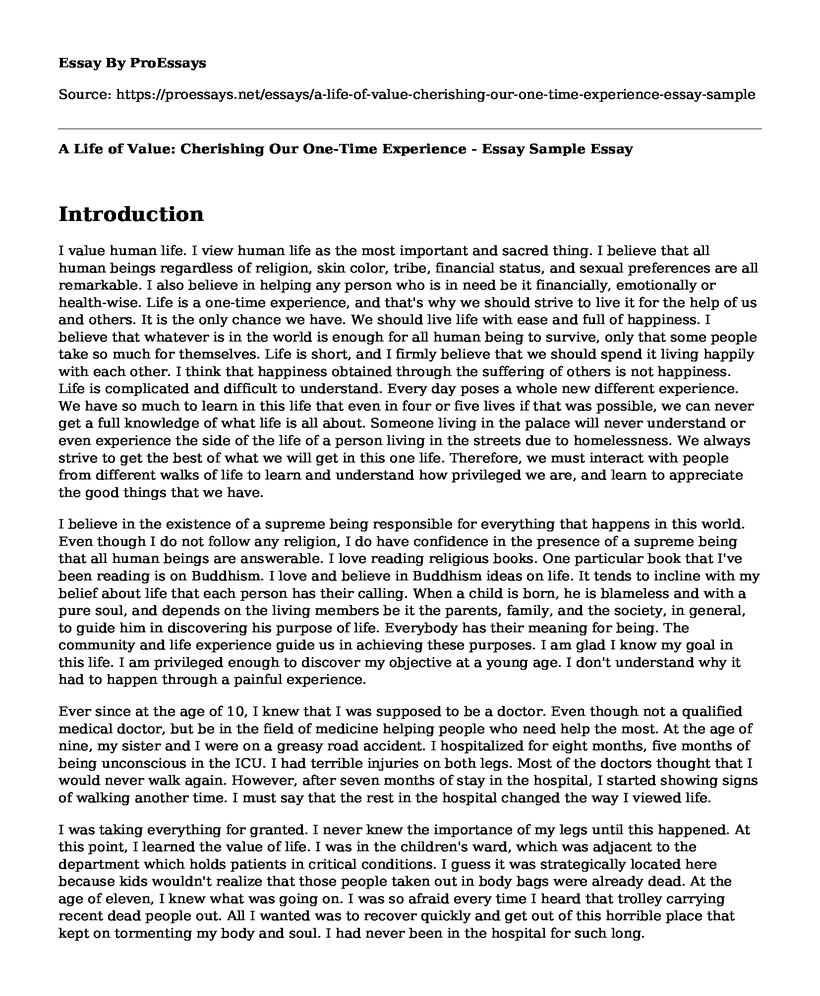 an unusual experience essay