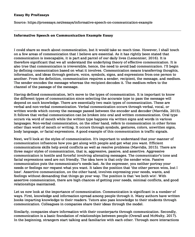  Informative Speech On Communication Example Free Essay Term Paper 