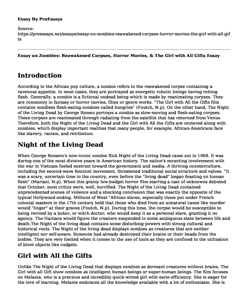 zombies essay example