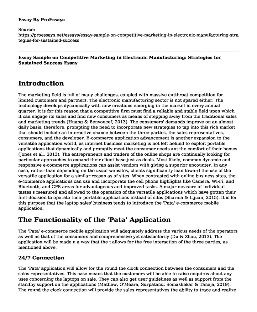 Essay Sample on Competitive Marketing in Electronic Manufacturing: Strategies for Sustained Success