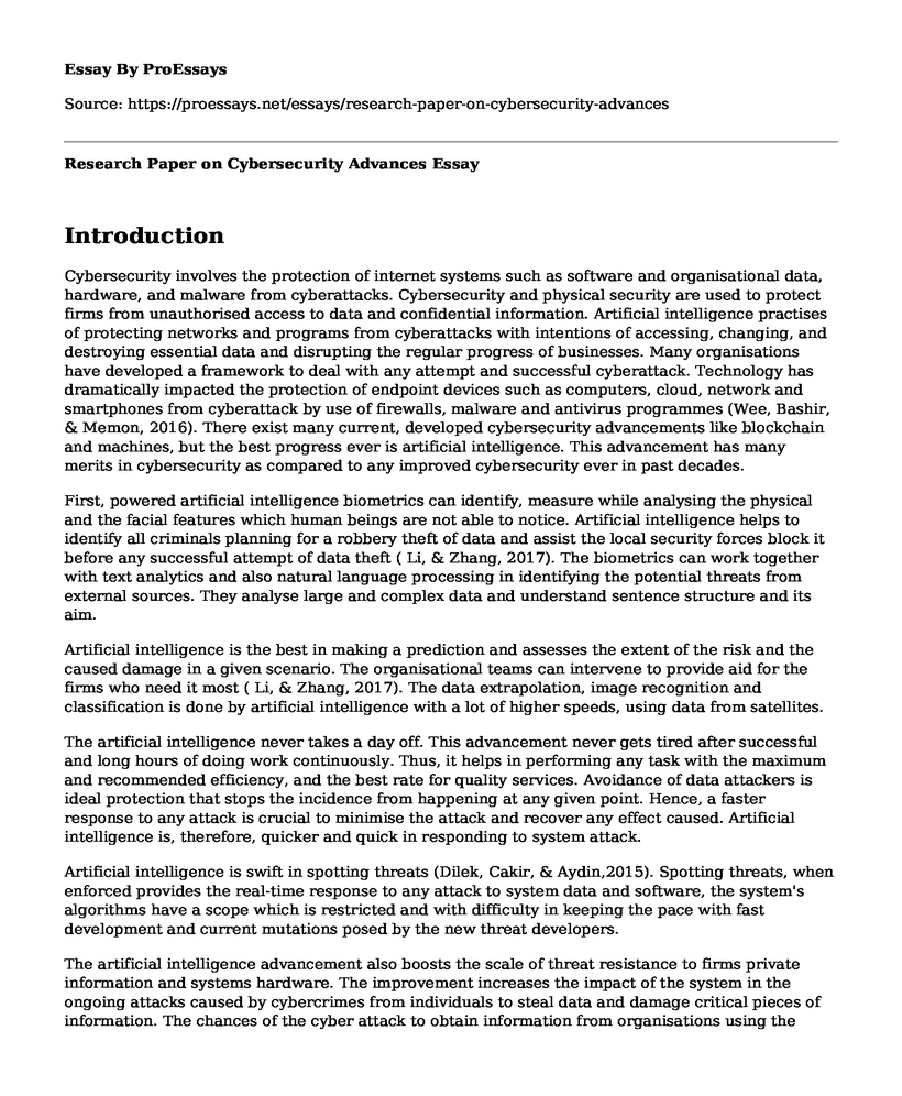 Research Paper on Cybersecurity Advances