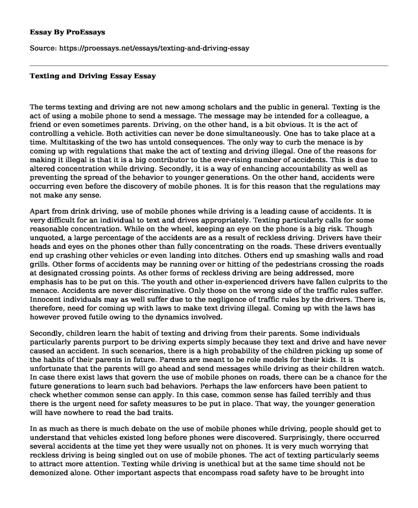 Texting and Driving Essay