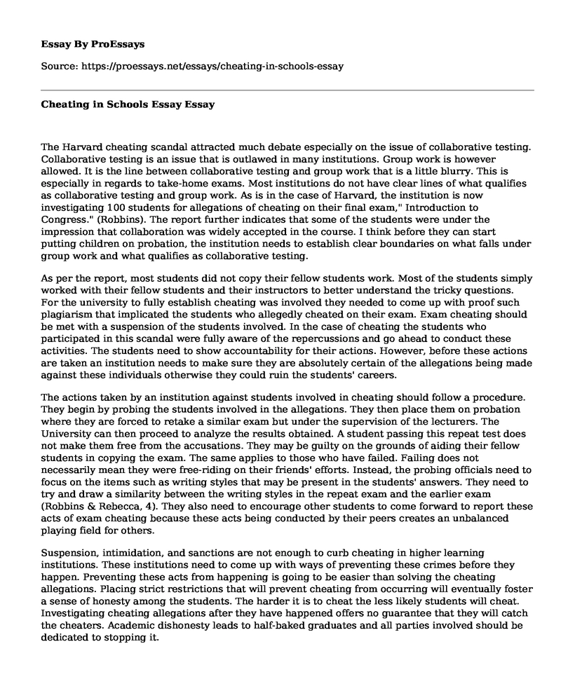 essay on effects of cheating in school