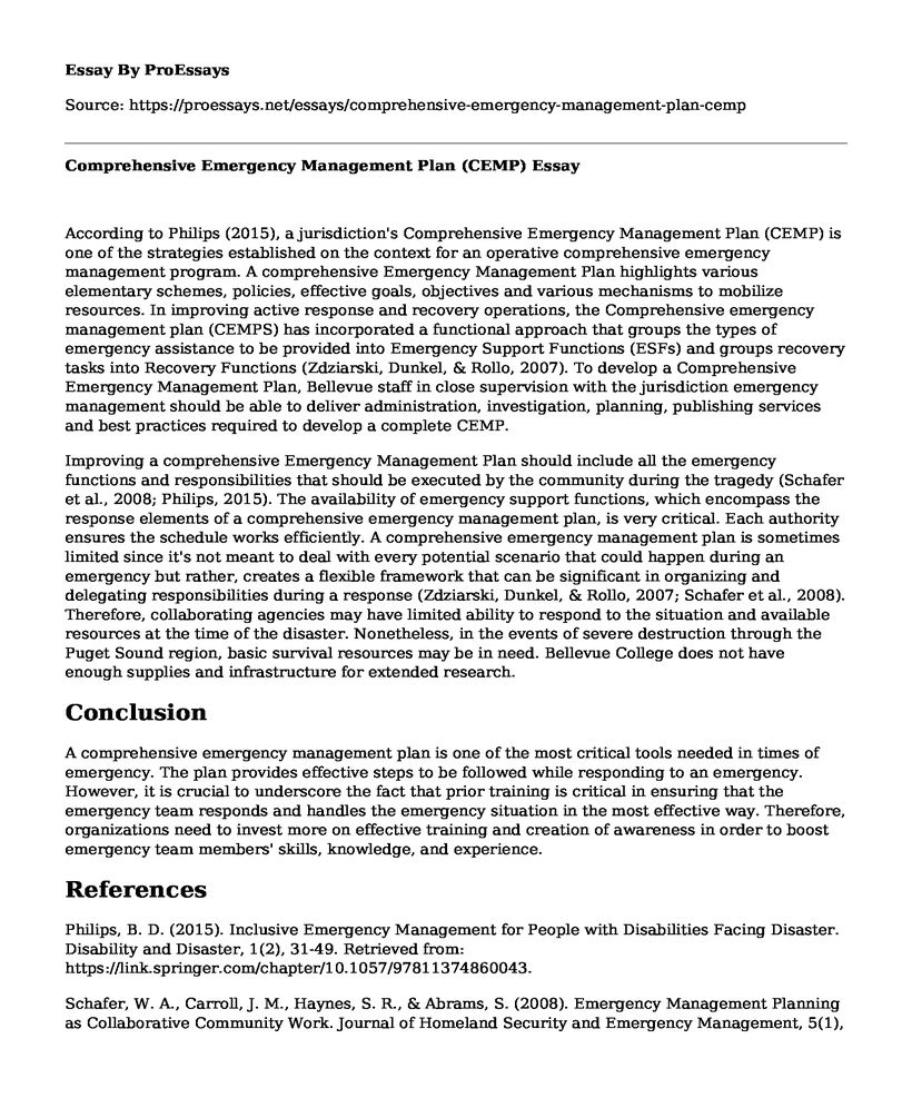 Comprehensive Emergency Management Plan (CEMP)