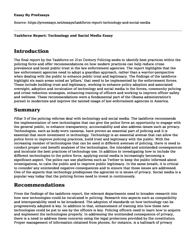Taskforce Report: Technology and Social Media