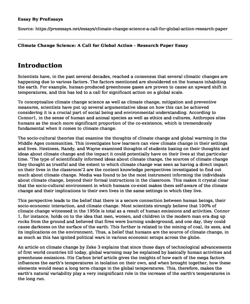 Climate Change Science: A Call for Global Action - Research Paper