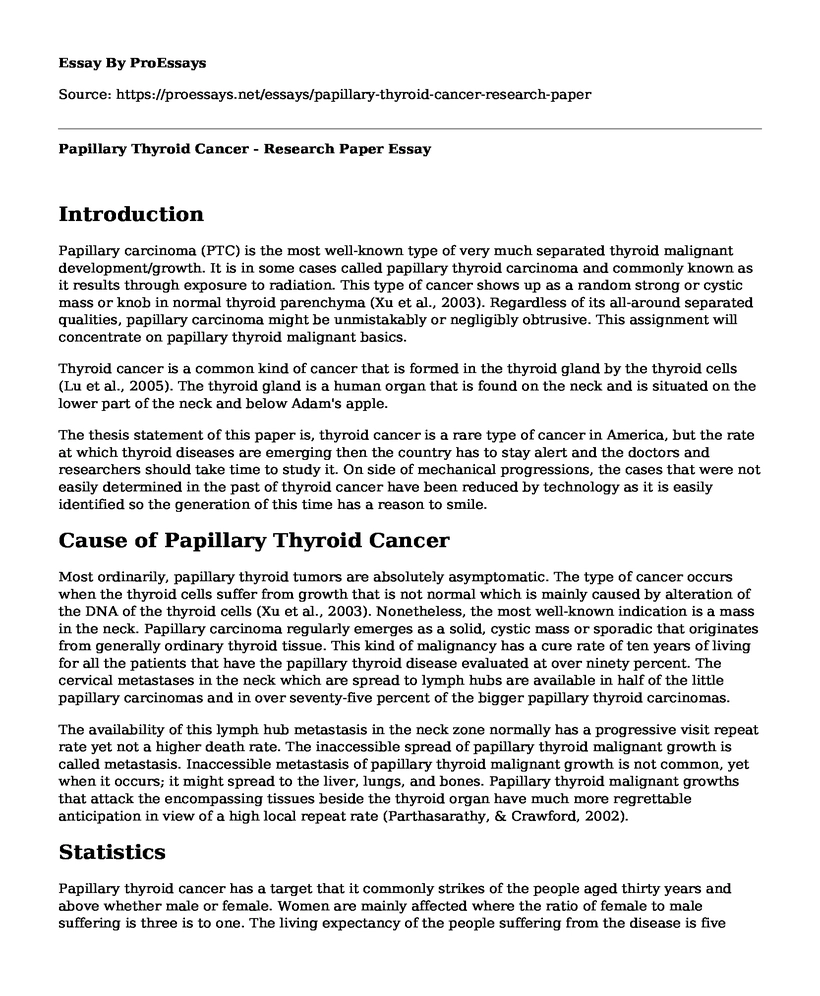 Papillary Thyroid Cancer - Research Paper