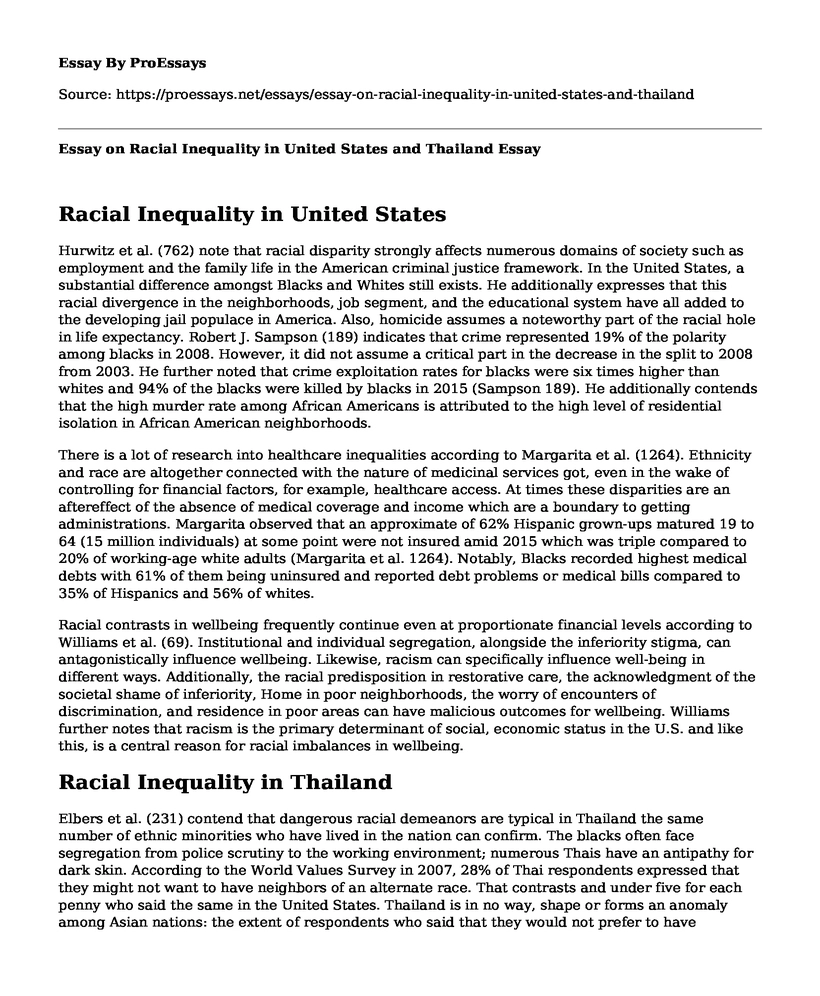 Essay on Racial Inequality in United States and Thailand