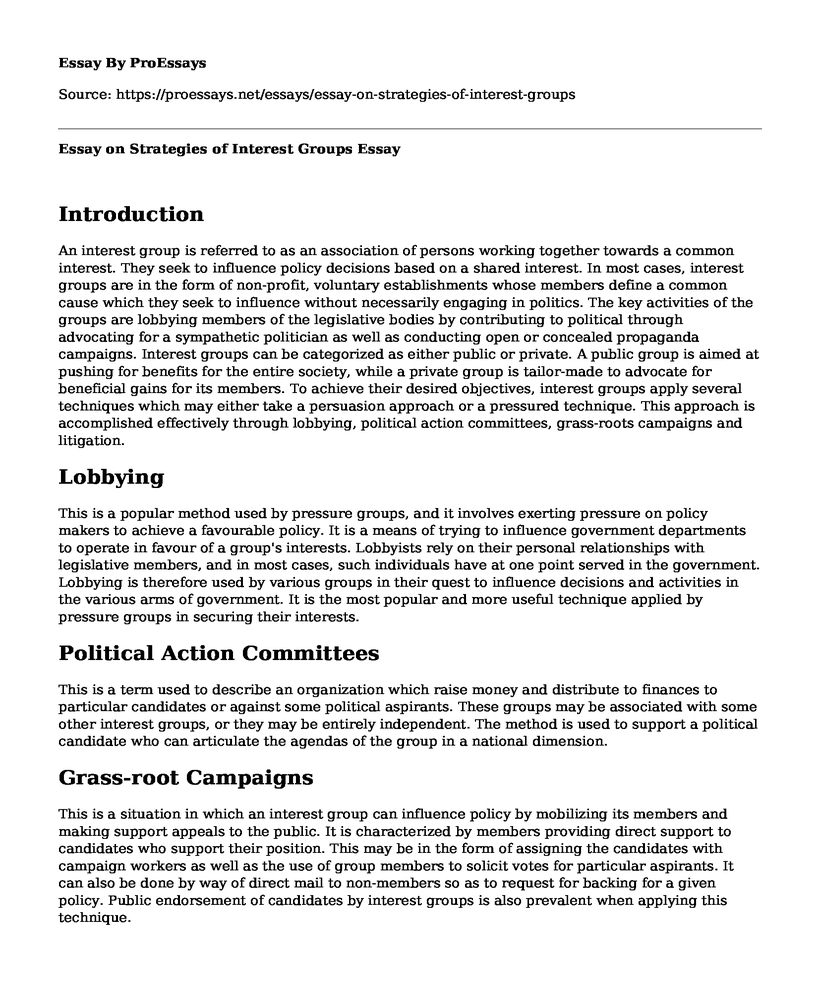 lobbying techniques used by interest groups