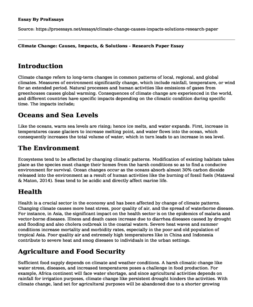 Climate Change: Causes, Impacts, & Solutions - Research Paper