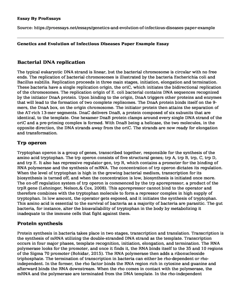 Genetics and Evolution of Infectious Diseases Paper Example