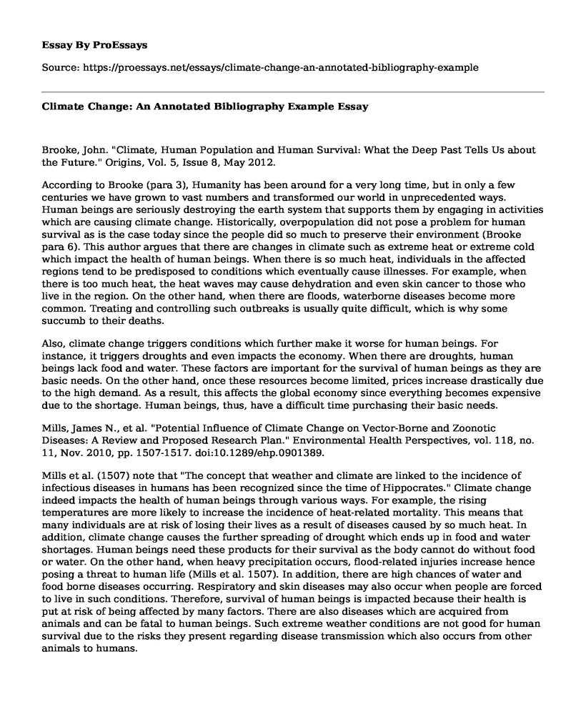 Climate Change: An Annotated Bibliography Example