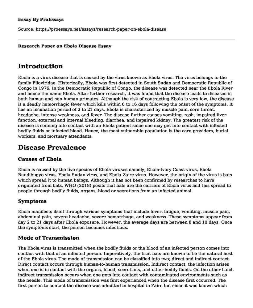 Research Paper on Ebola Disease 
