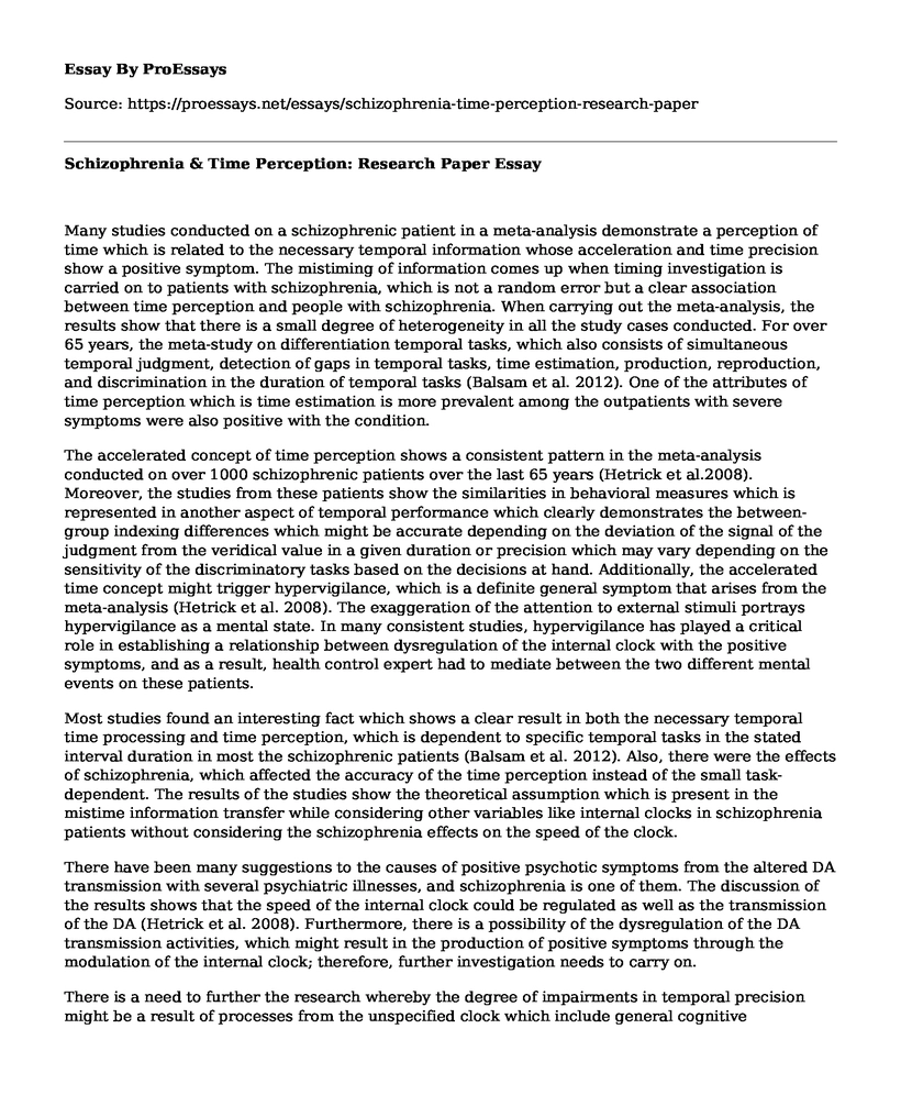 Schizophrenia & Time Perception: Research Paper