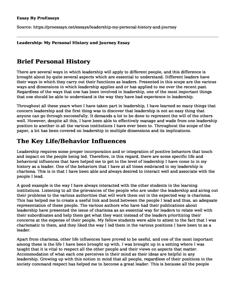 essay on a personal history