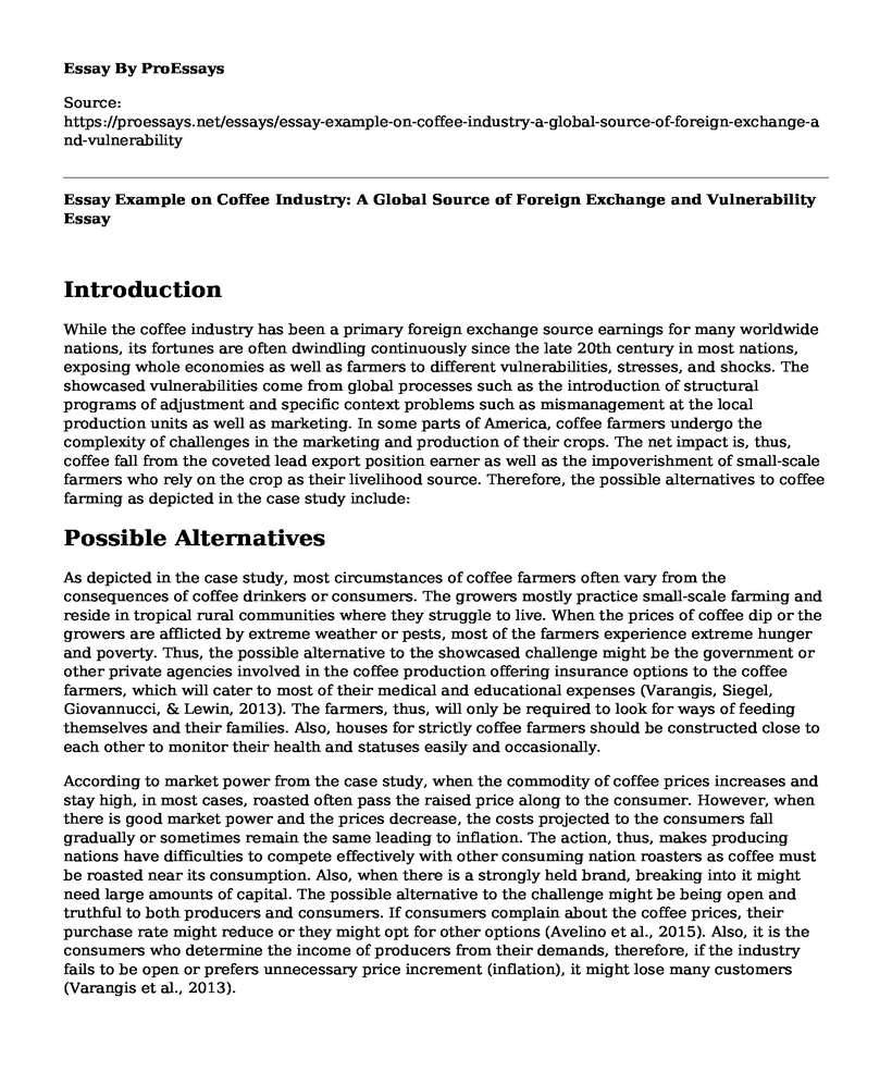 Essay Example on Coffee Industry: A Global Source of Foreign Exchange and Vulnerability