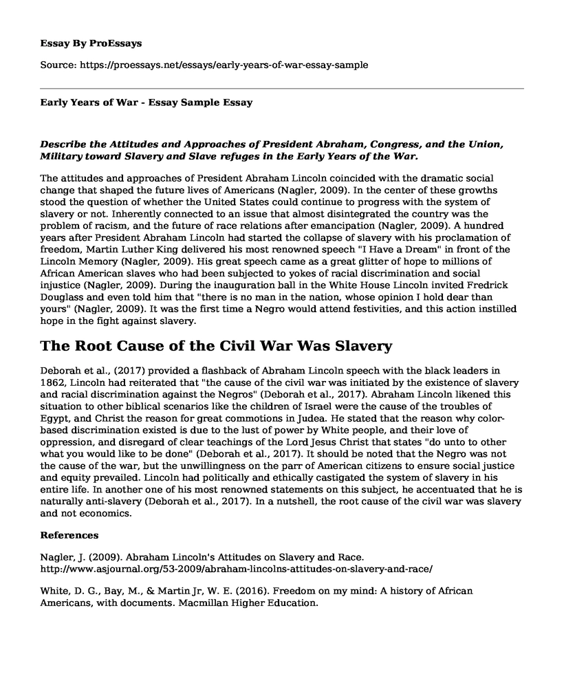 Early Years of War - Essay Sample