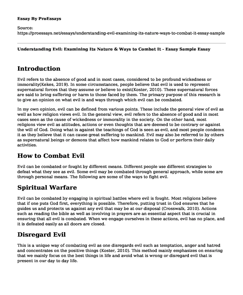 Understanding Evil: Examining Its Nature & Ways to Combat It - Essay Sample