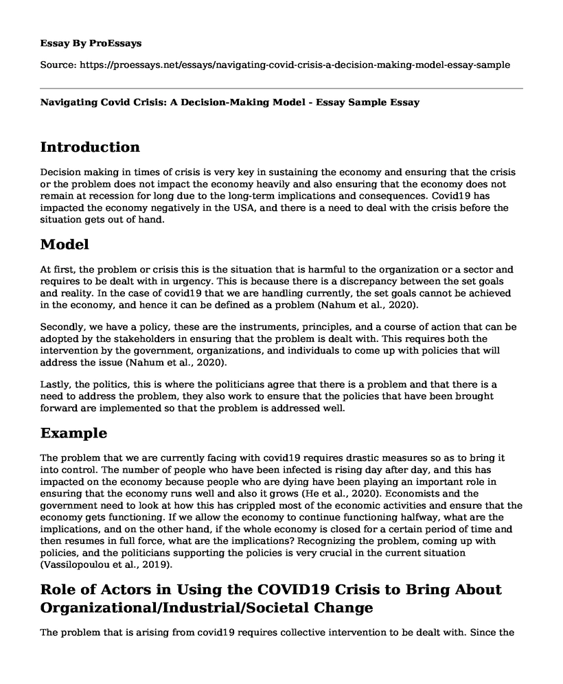 Navigating Covid Crisis: A Decision-Making Model - Essay Sample