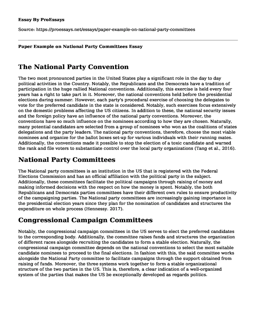 Paper Example on National Party Committees
