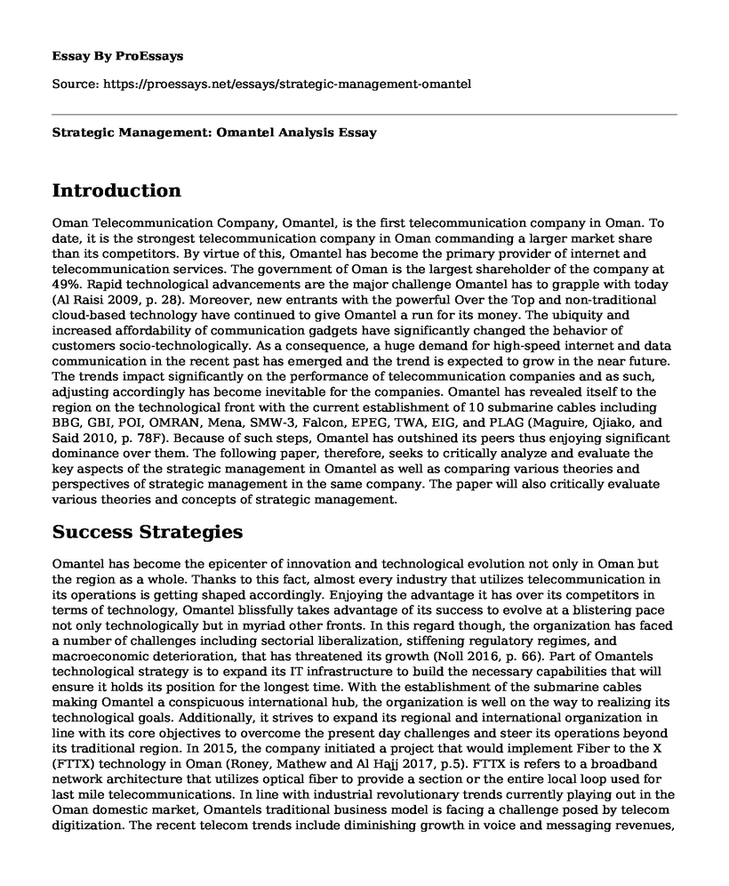 Strategic Management: Omantel Analysis